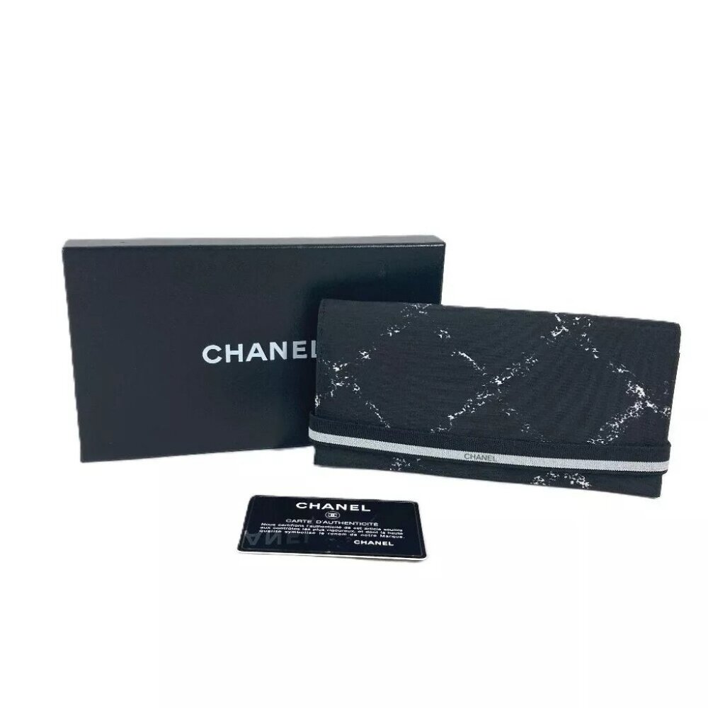 CHANEL Old travel line long wallet bifold Long Wallet Nylon Black - Picture 14 of 15